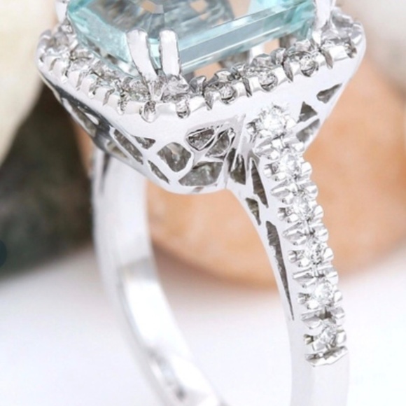 925 Sterling Silver Natural Aquamarine Rin… - Picture 2 of 5